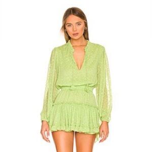 MISA Los Angeles X REVOLVE LORENA DRESS IN GREEN LUREX CLIP DOT
